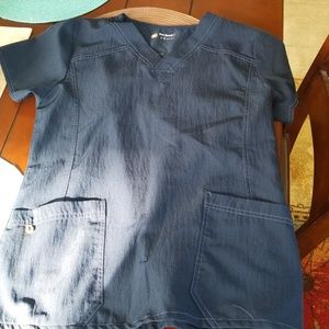 Navy blue wonder wink scrub top